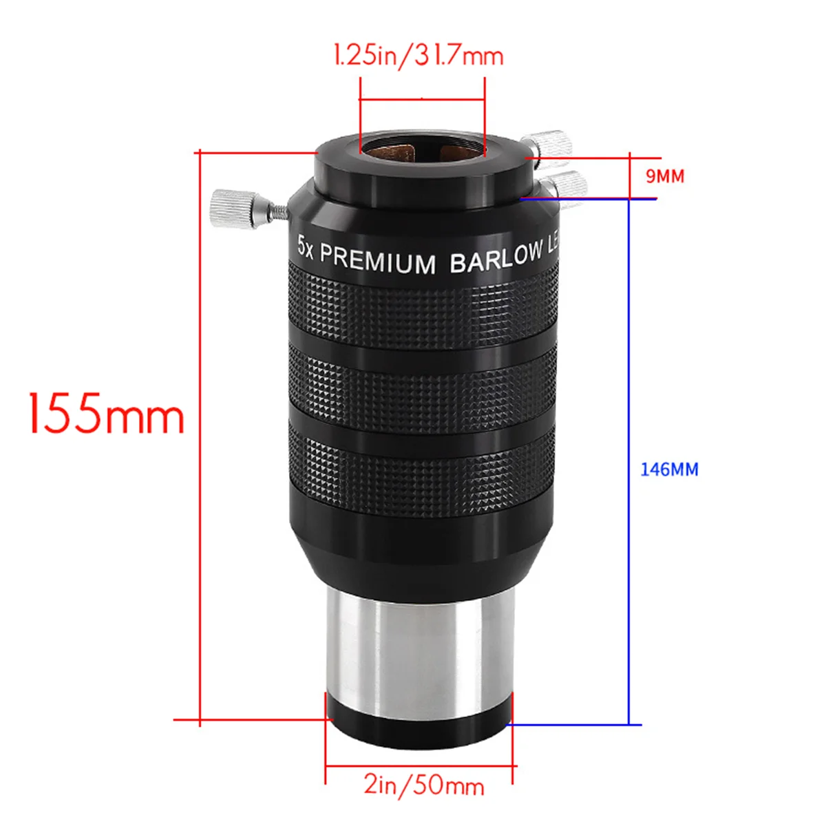 

AU08-Simple Portable Barlow Eyepiece Eliminate Color Differences Astronomical Telescope Accessories 2 Inch 5x