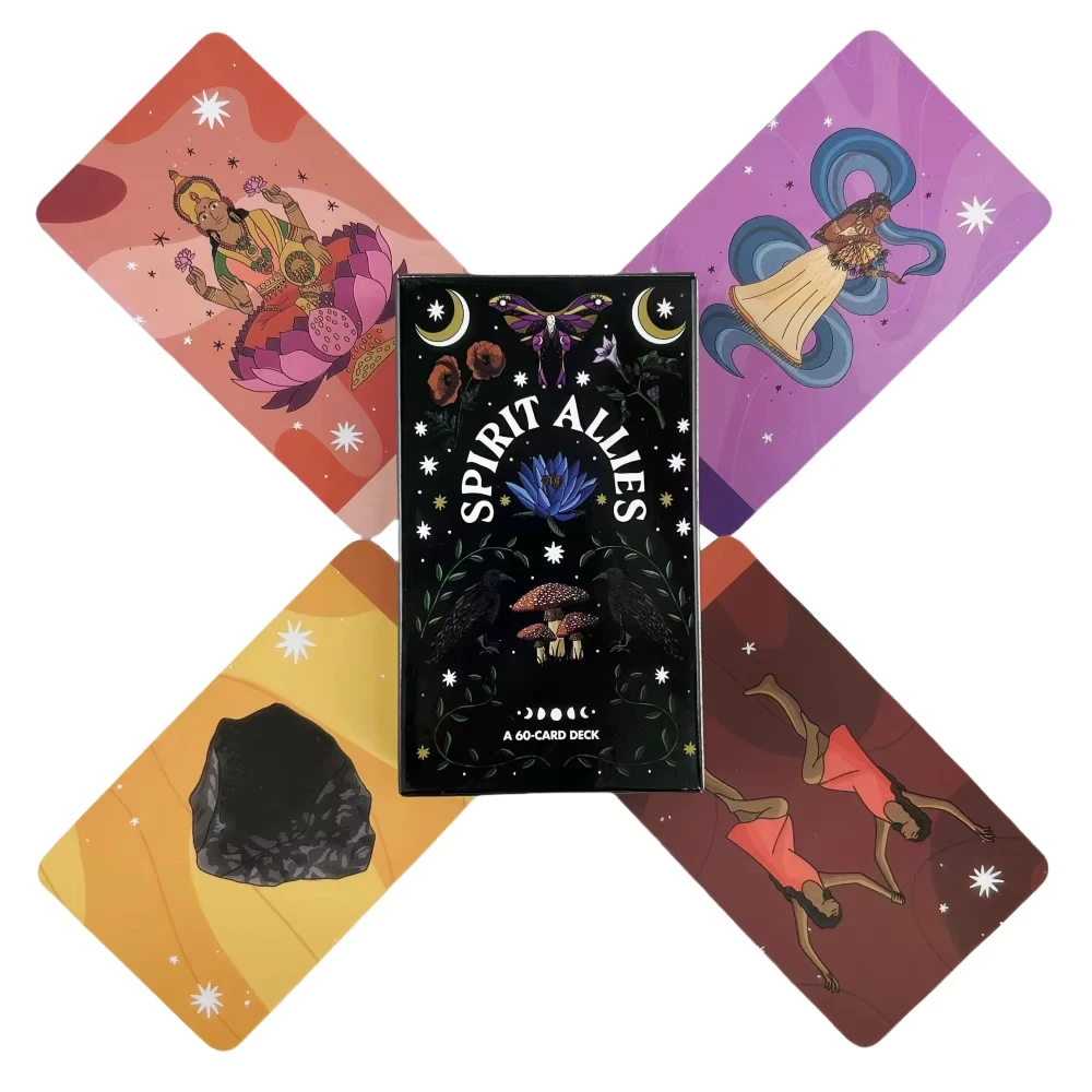 Spirit Allies Oracle Deck من Jill Pyle Spirit Guide نبات Oracle Goddess باللون الأسود والفضي #4