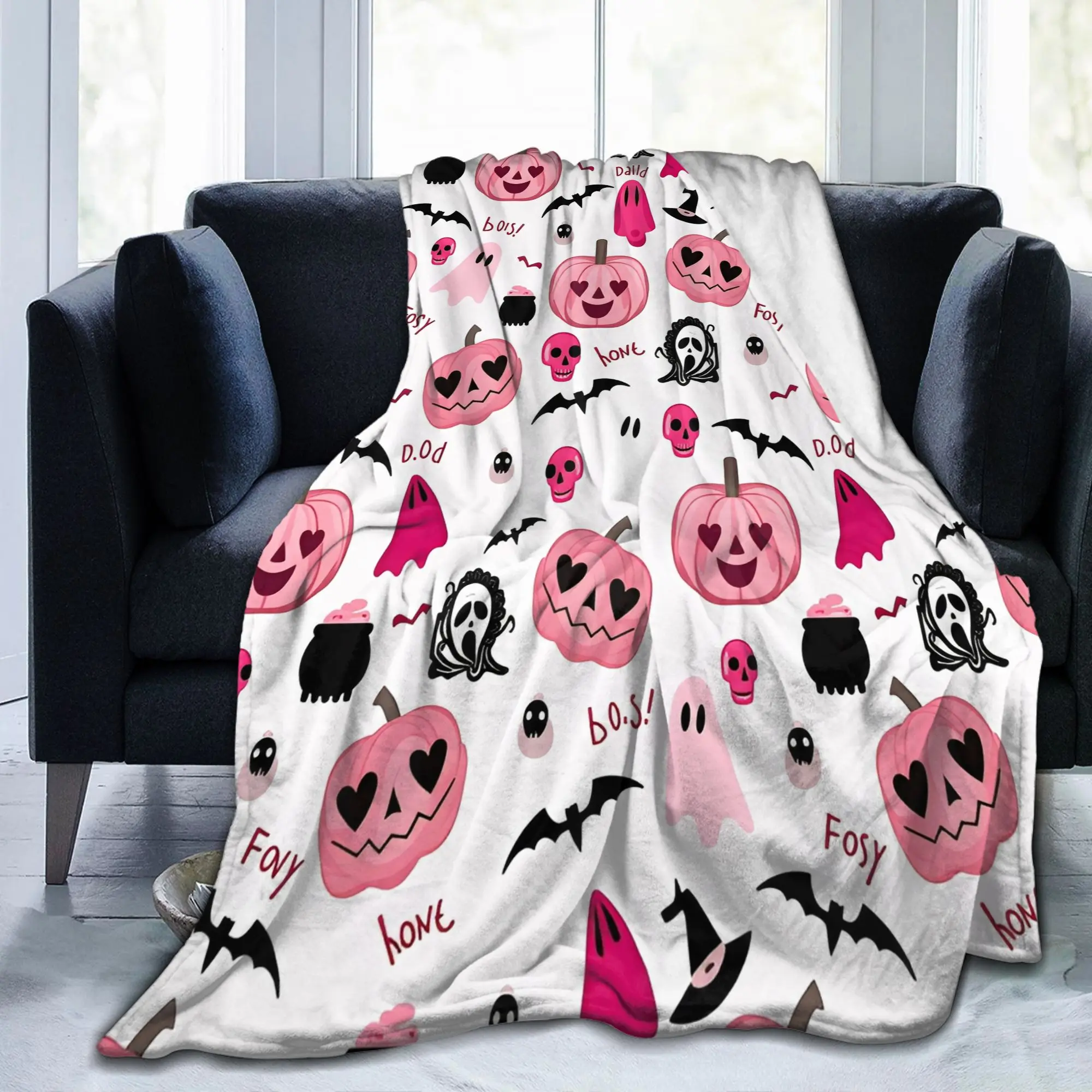 

Fall Halloween Ghost Pumpkin Blanket Fleece Summer Multifunction Super Warm Throw Blankets for Sofa Car Bedding Throws