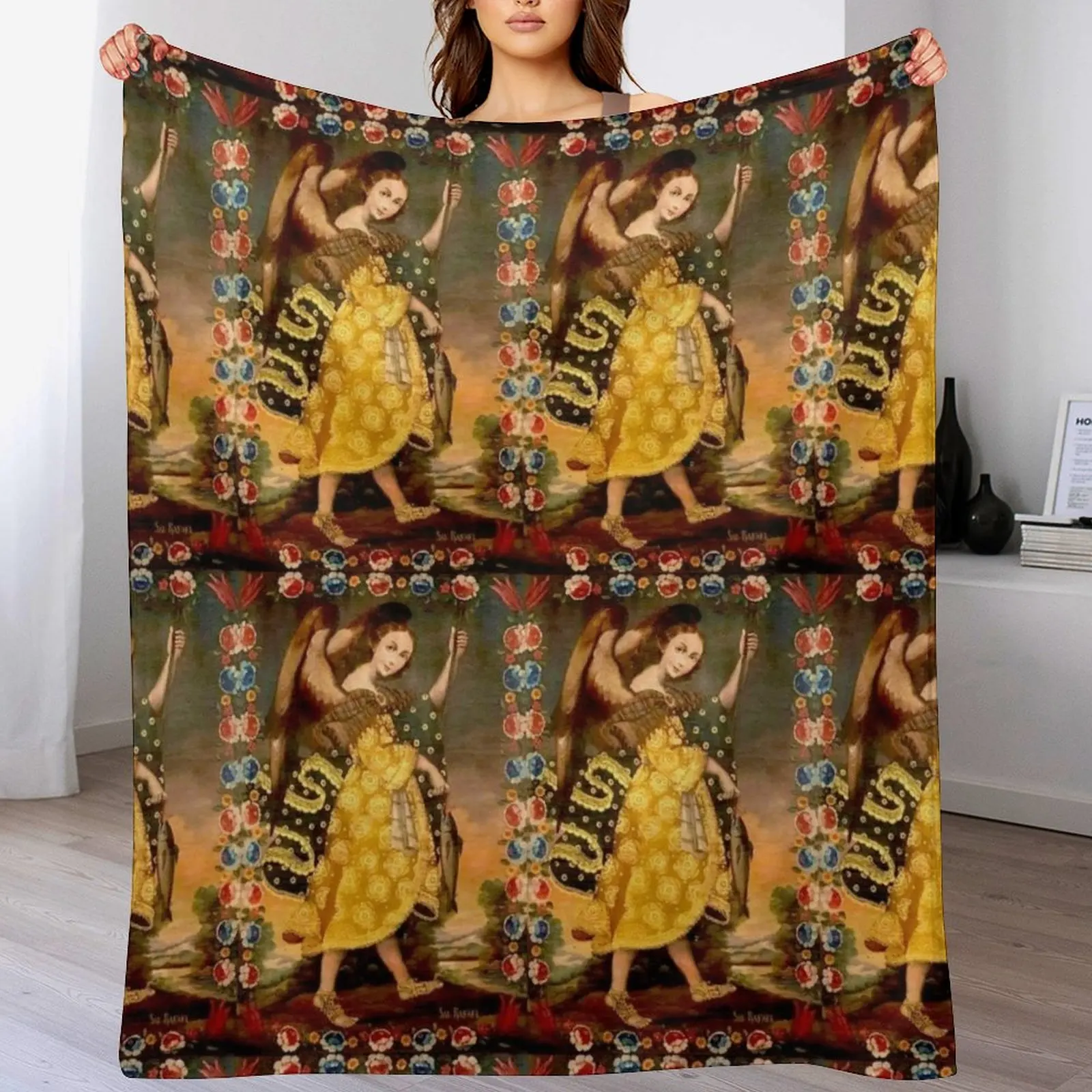 Archangel St. Raphael - Saint Raphael Throw Blanket blankets and throws Beach Flannel Blankets