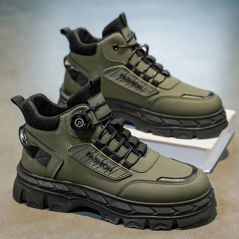 New men's shoes sporty high-top British style retro thick-soled work shoes and outdoor casual shoes