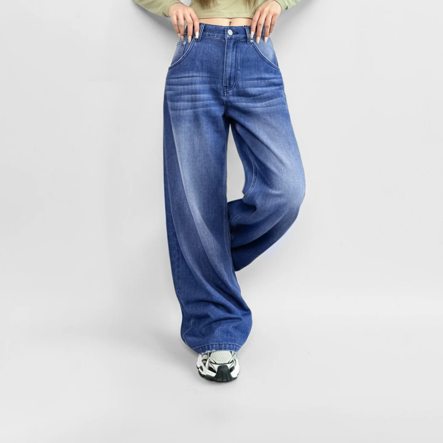 

Maden Vintage Cotton 10oz Denim Jeans Washed Straight Leg Loose Fit Casual Pants With YKK zipper for Women’s Spring Fall Wear