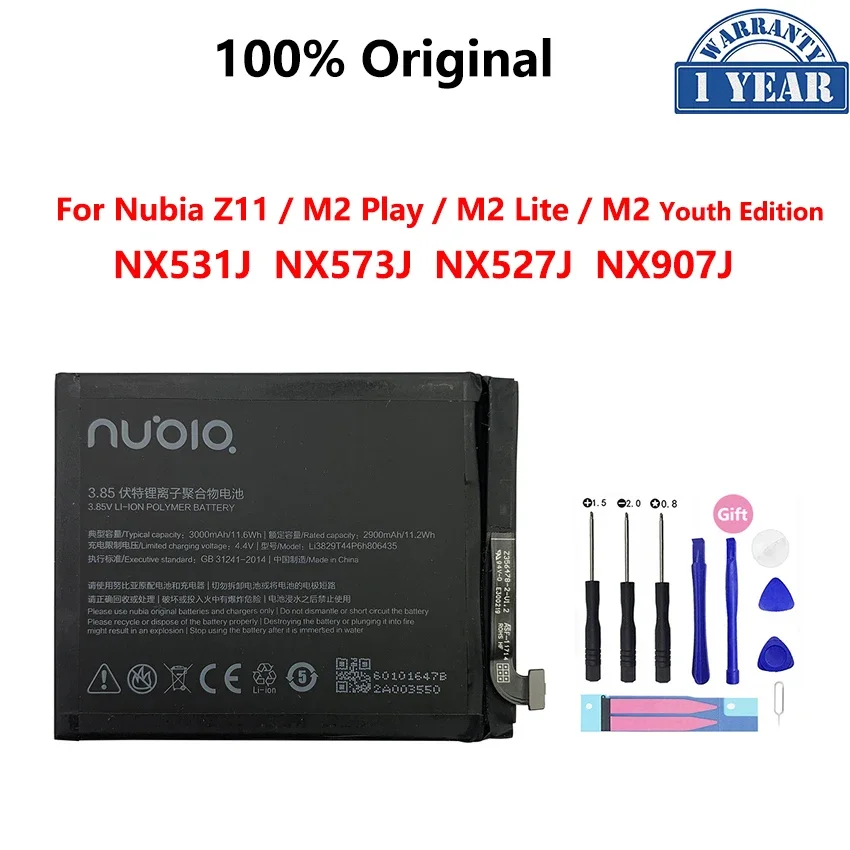 

100% Original 3000mAh Li3829T44P6h806435 Battery For ZTE Nubia Z11 M2 Play M2 Lite M2 NX531J NX573J Phone Batteries Bateria