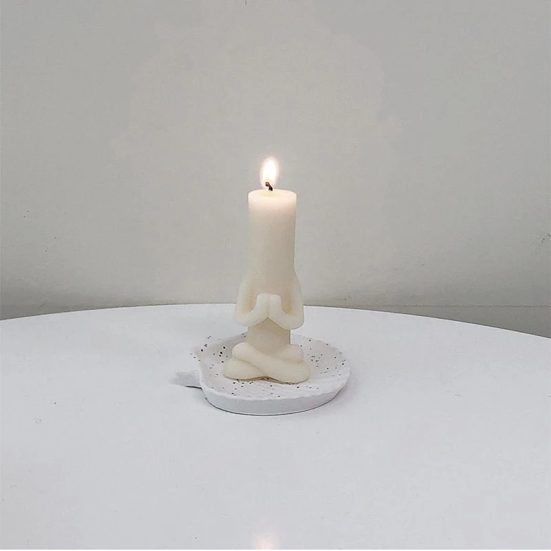 Simple Columnar Candle Silicone Mold Yoga Prayer Candle Meditating Portrait Candle Making