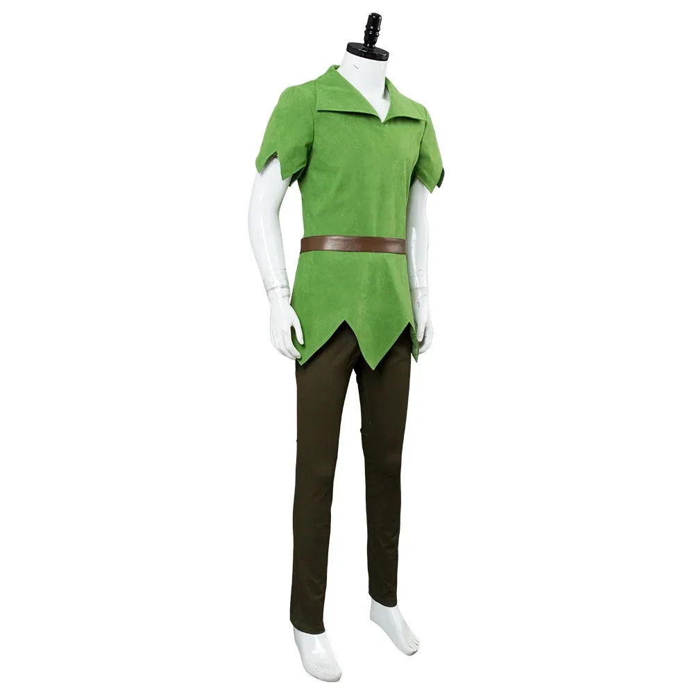 Film Peter Pan Costume Cosplay Vestito Verde Top Pantaloni Cappello Gioco di ruolo Peter Pan Costume di Carnevale di Halloween