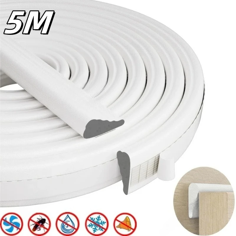 5M New Door and Window Seals High Density PU Wedge Weather Stripping Seal Strip Doors Gap Filler Noise Blocker Foam Tape Sealing