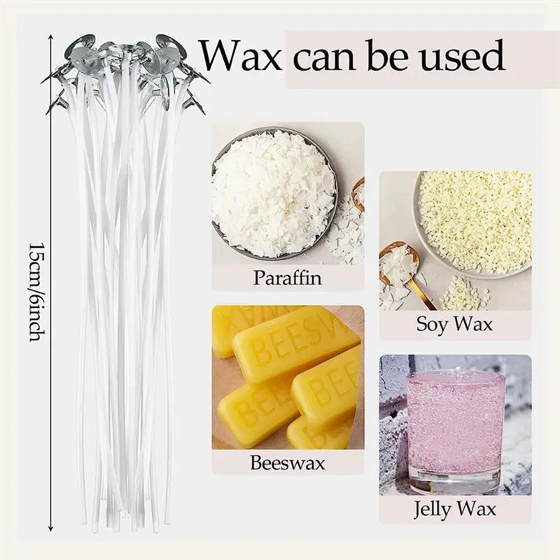 

2026 + 1000 Pieces Cotton Candle Wick 6inch Pre Waxed Candle Wicks for Candle Making Slow Burn Candle Wicks for Candle DIY