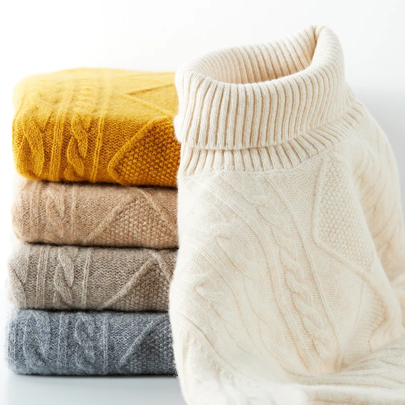100% Merino Wool Turtleneck Sweater Women