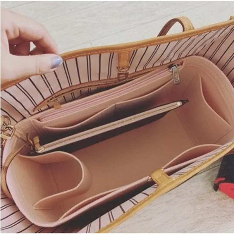 Felt Bag Insert For Neverfull Tote Bag PM MM GM Shopping Bag Inner Liner Bag In Bag With Zipper Pocket, Neverfull Inner Storage