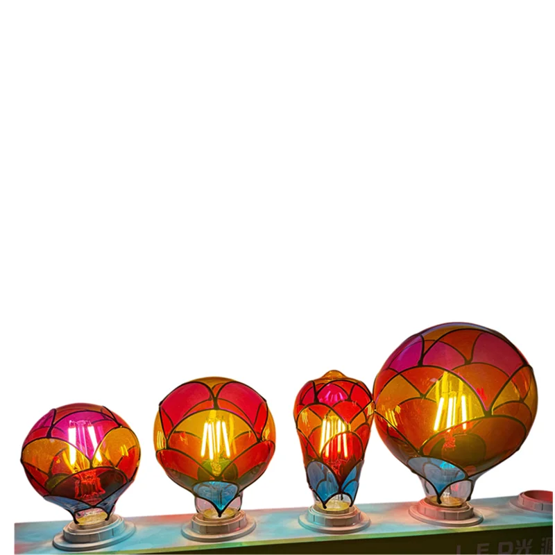 LED Hand Painted DIY Color Decorative Light Bulb 4W ST64 G80 G125 220V Christmas Ambient Light ST64 G80 G95 G125 Light Bedroom