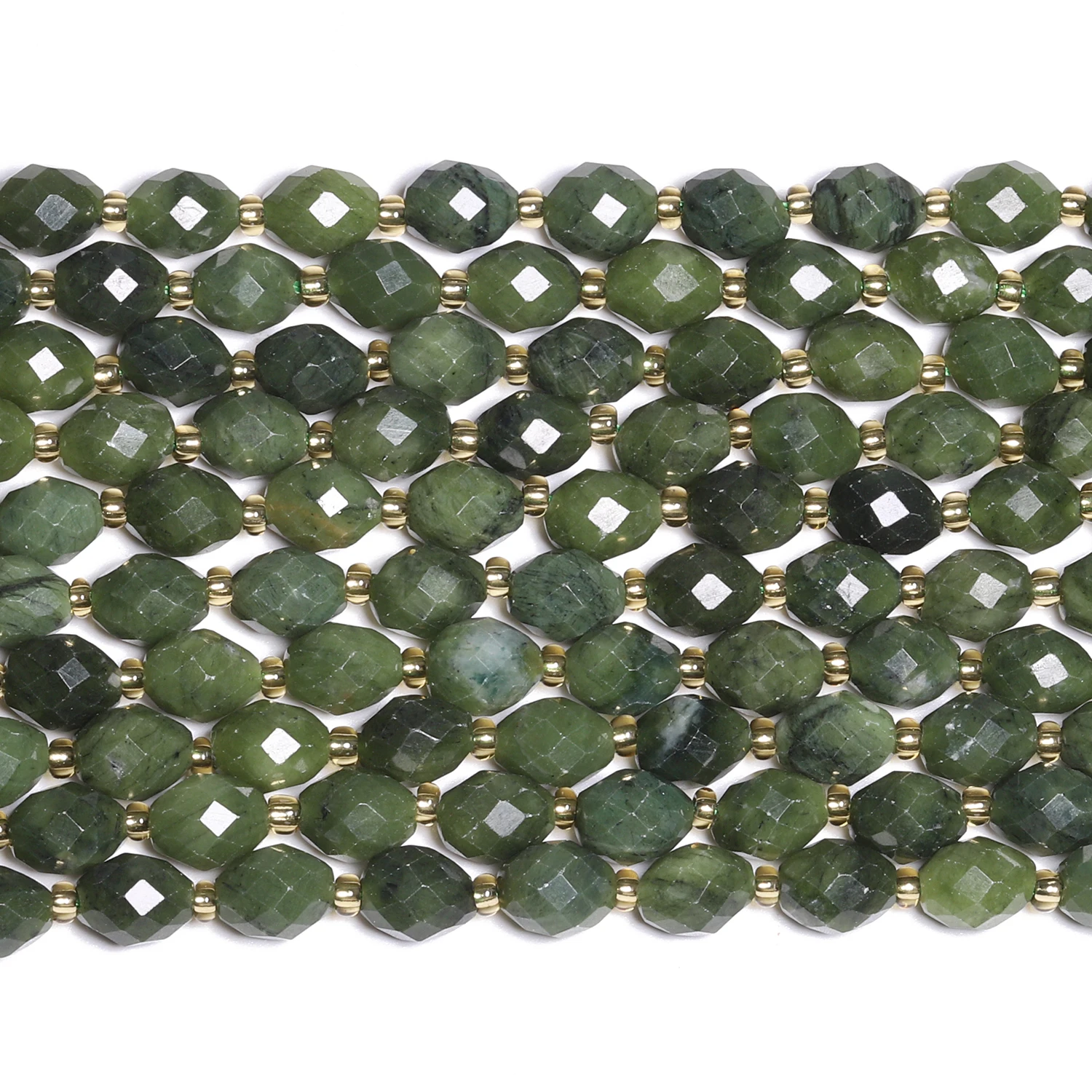 8x6mm Faceted Oval Stone Bead Natural Canadian Jade Rice Shape Spacer Bead For Jewelry Making Diy Bracelet Accessories 7.5\'\'