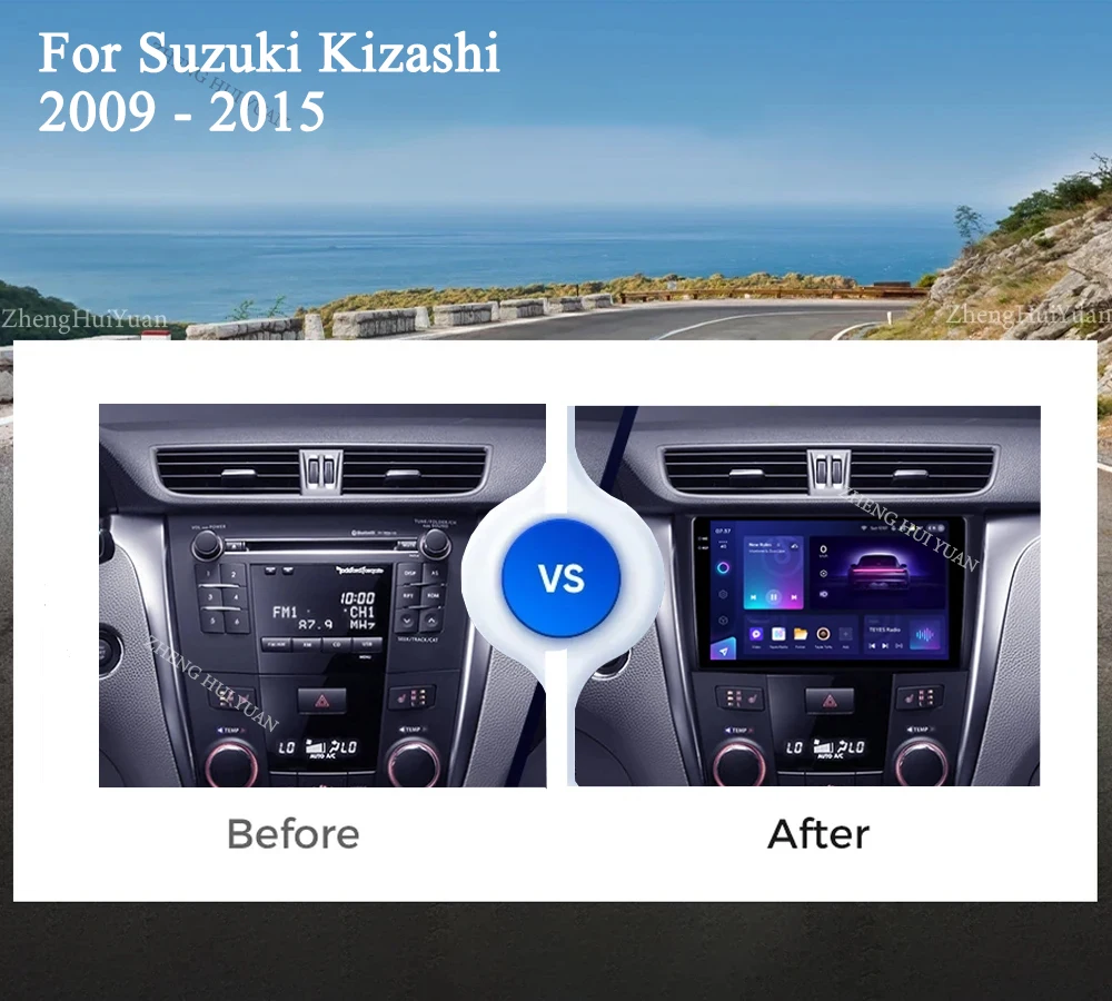 360 كاميرا CarPlay السيارات أندرويد 15 لسوزوكي كيزاشي 2009 - 2015 راديو السيارة الوسائط المتعددة مشغل فيديو نظام تحديد المواقع ستيريو رئيس وحدة WIFI #2