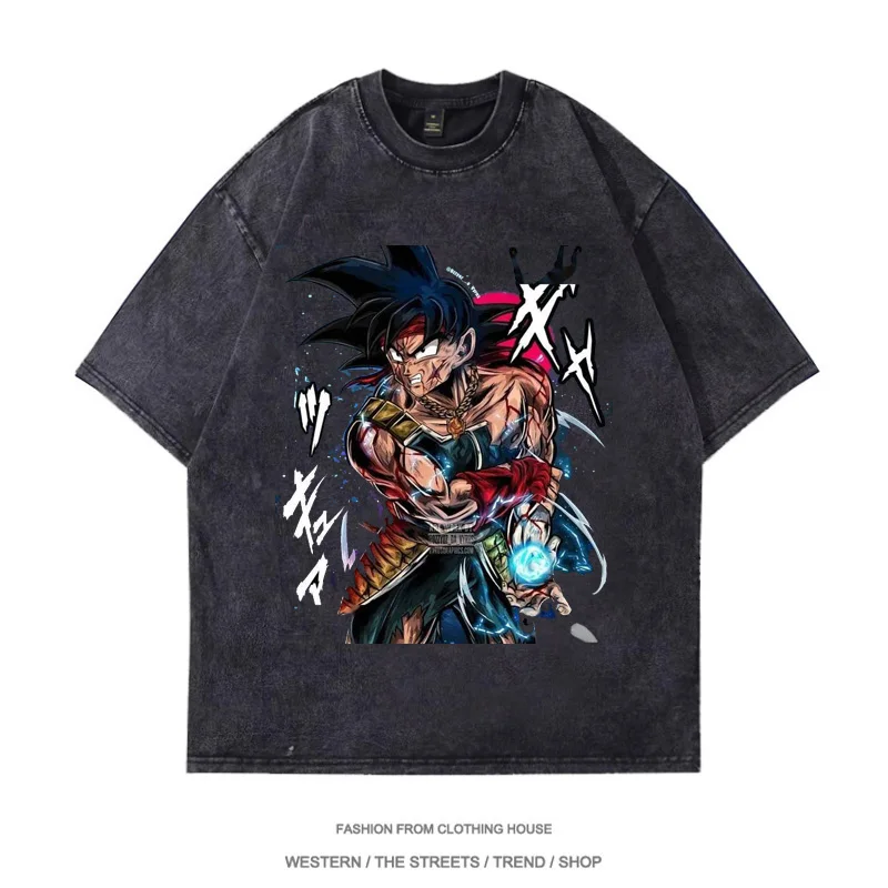 

Waed Cotton ort Sve T-irt Goku Men's Casual Loose Fit Summer Top Vintage Sle round Ne Tee