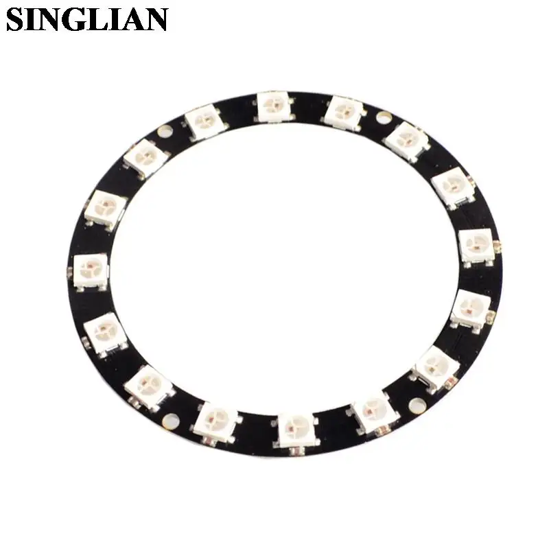 16-Bit WS2812 5050 RGB LED Light Built-in Full Colored Drive Intelligent Development Board Round Ring Module 16 LED Lamp Bead