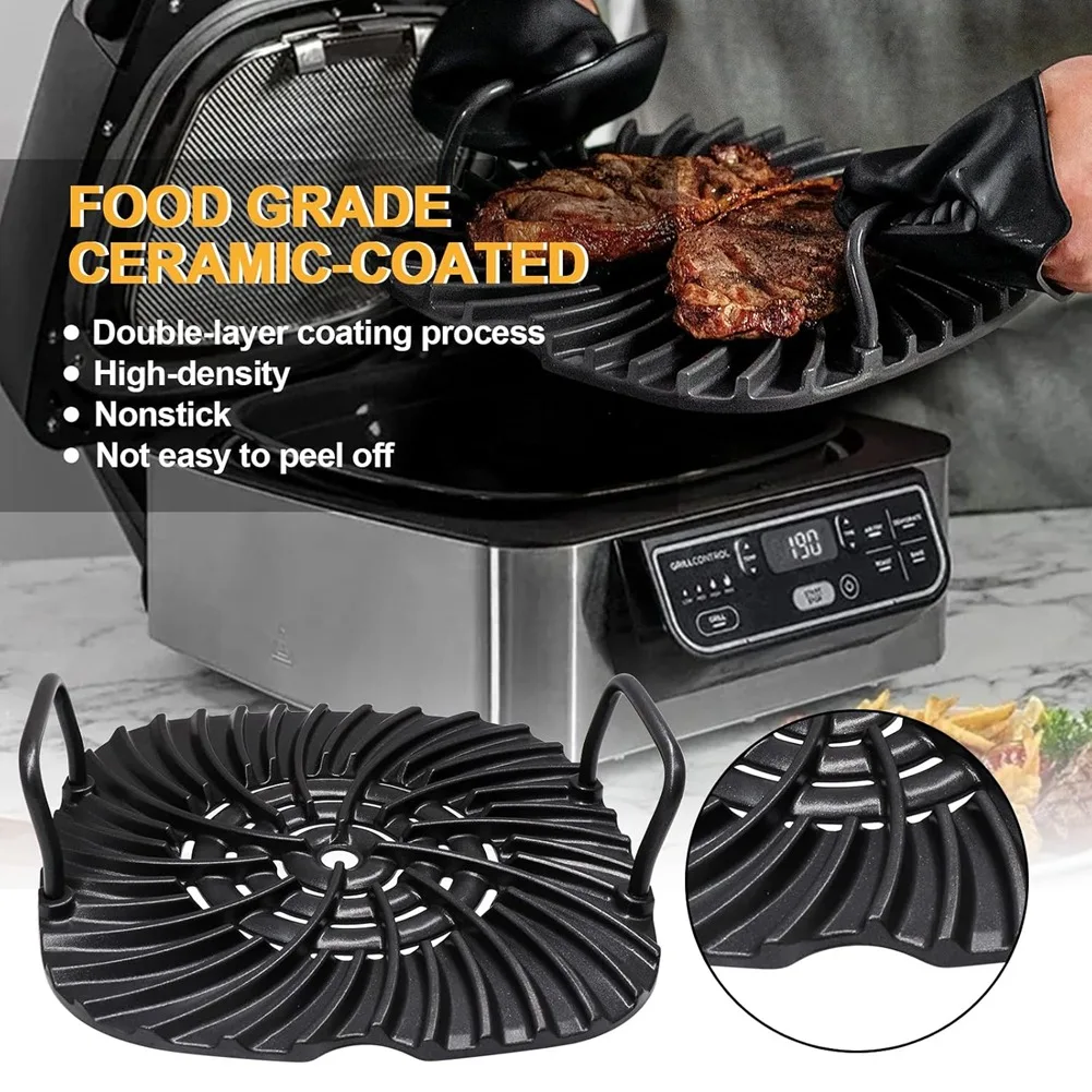 wilwill Grill Plate Grate & Stainless Steel Splatter Shield for Ninja Foodi 5-in-1 Grill Parts AG301, AG400, AG300, IG350Q,