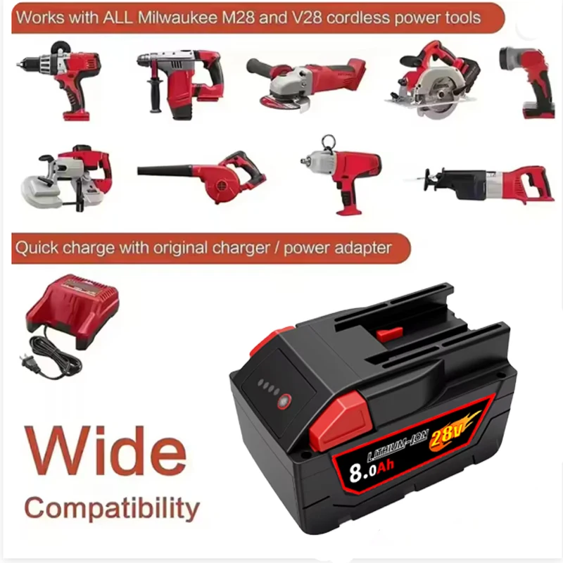 28 فولت 12.0Ah لميلووكي M28 بطارية ليثيوم أيون استبدال البطارية لميلووكي 28 فولت M28 48-11-2830 0730-20 أداة البطارية #6