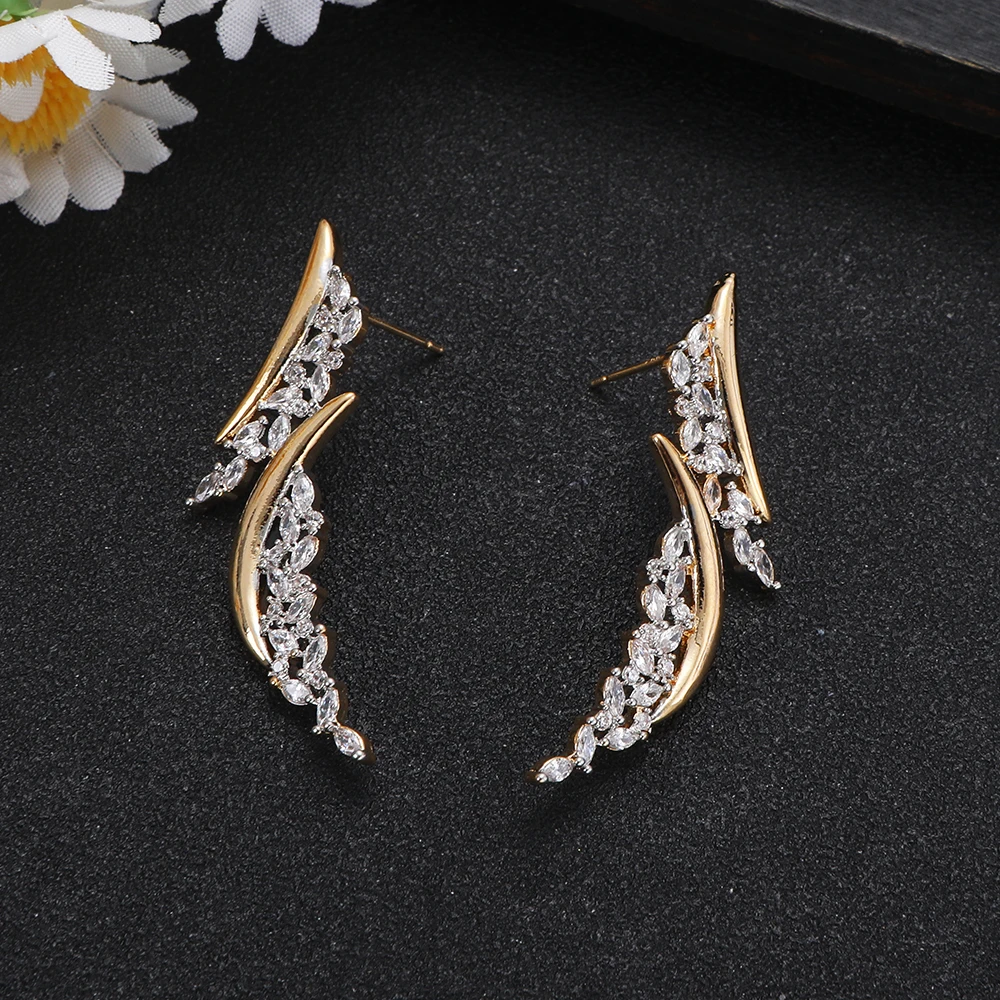 1 Pair Silver Crystal Swirl Drop Earrings for Edgy Evening Party Fashion Women's Jewelry Gift for Anniversary