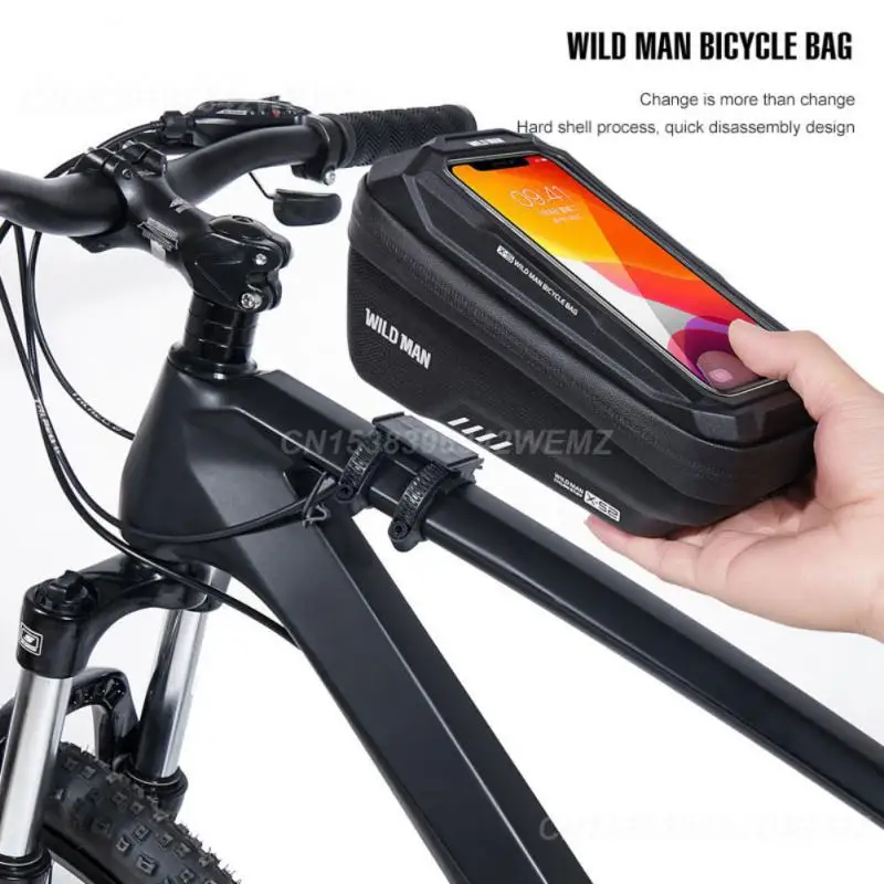 Saddle Bag Double-layer Mesh Bag Portable Mobile Phone Bag Riding Equipment Upper Tube Package Large-capacity Black Bike Bag