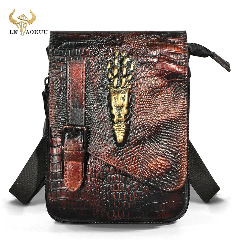 

Crocodile Cattle Cow Leather Male Travel Multifunction messenger Satchel Tablet Shoulder bag Fanny Waist Belt Pack For Men 611-6