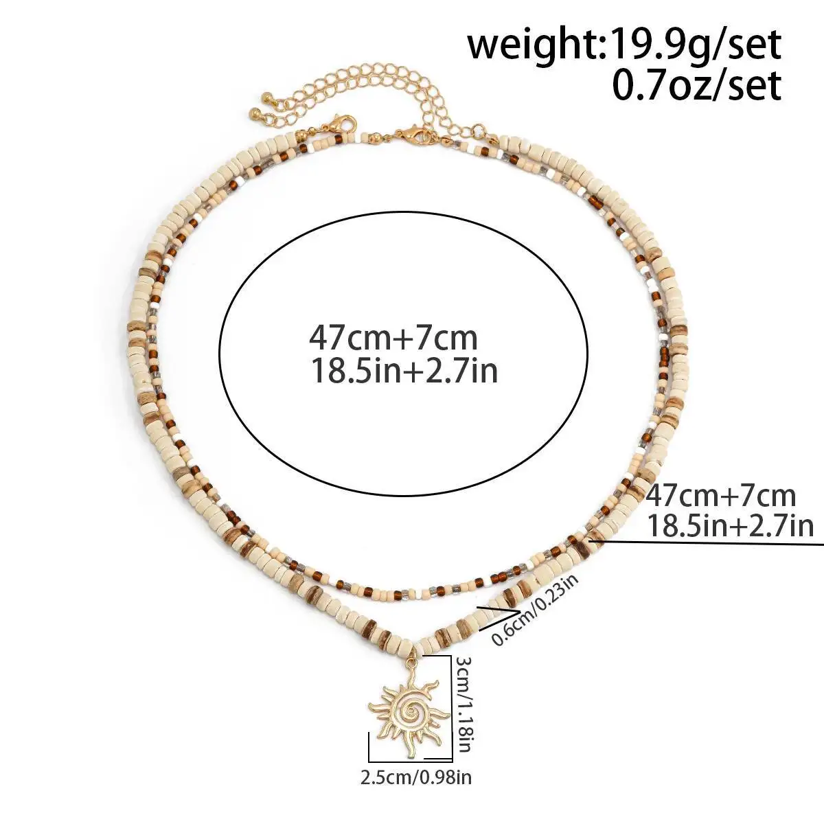 Lacteo خمر العرقية الشمس رمز قلادة قلادة للرجال الاتجاه الإبداعية قشر جوز الهند الخرز الخشبي المختنق قلادة المجوهرات اليومية #5