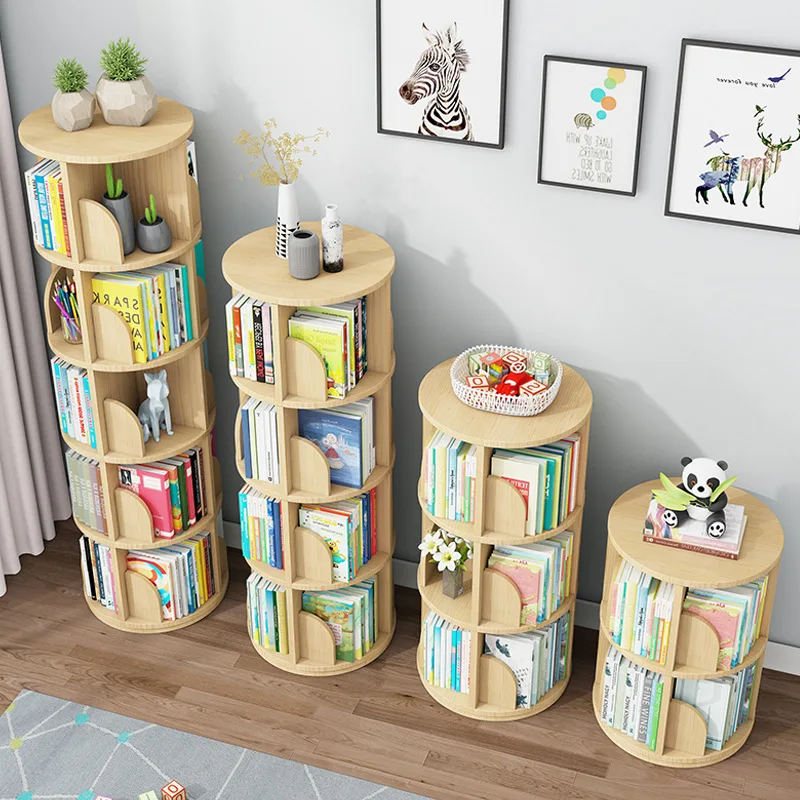 Revolving Bookstand 360 Display Floor Standing Bookcase Storage Rack for Kids and Adults Multi-Functional Bookshelf Organizer