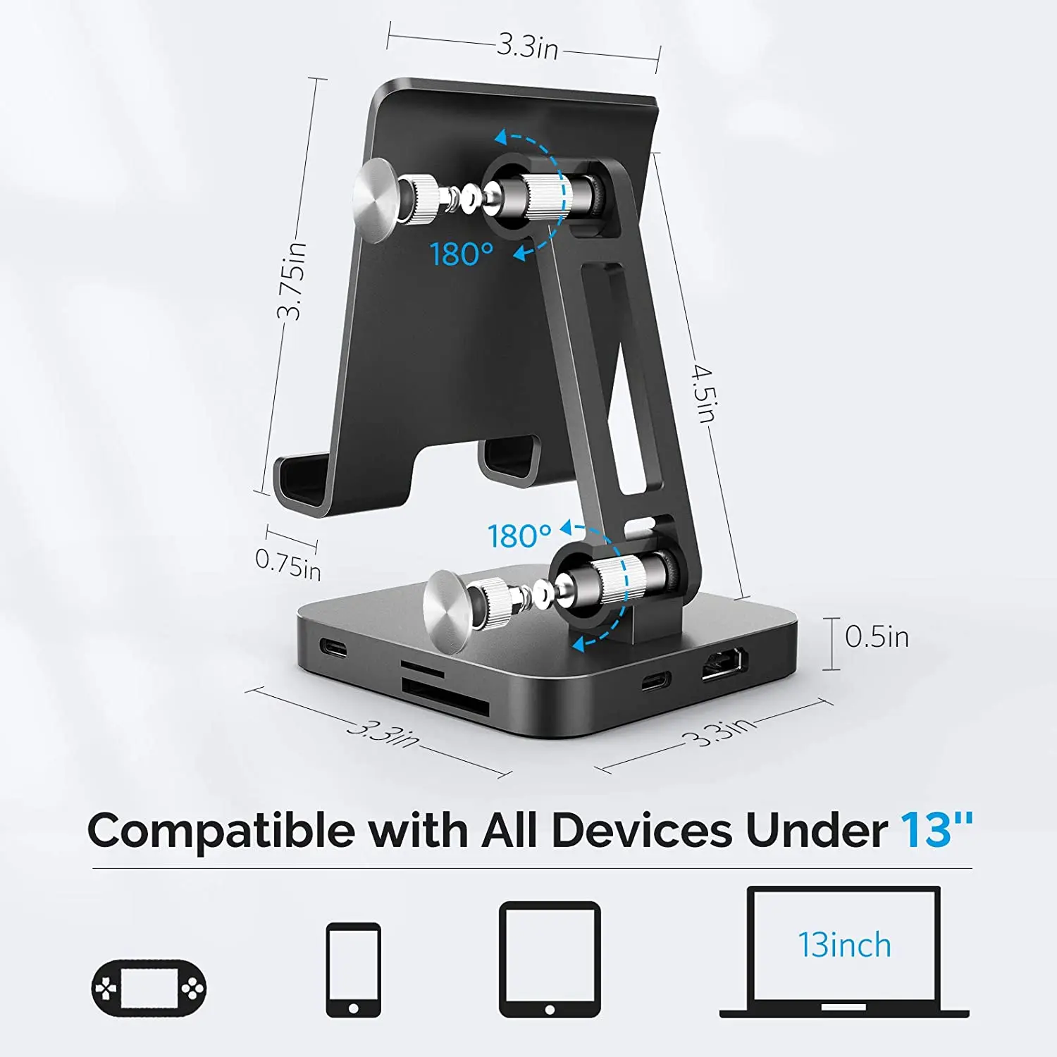 7 Trong 1 Hub USB C Đứng Multiport Adapter Với 4K @ 30Hz HDMI 60W PD SD/TF Jack Cắm USB 3.0 Khung Điều Chỉnh Trung Tâm Cho iPad Pro Chrome