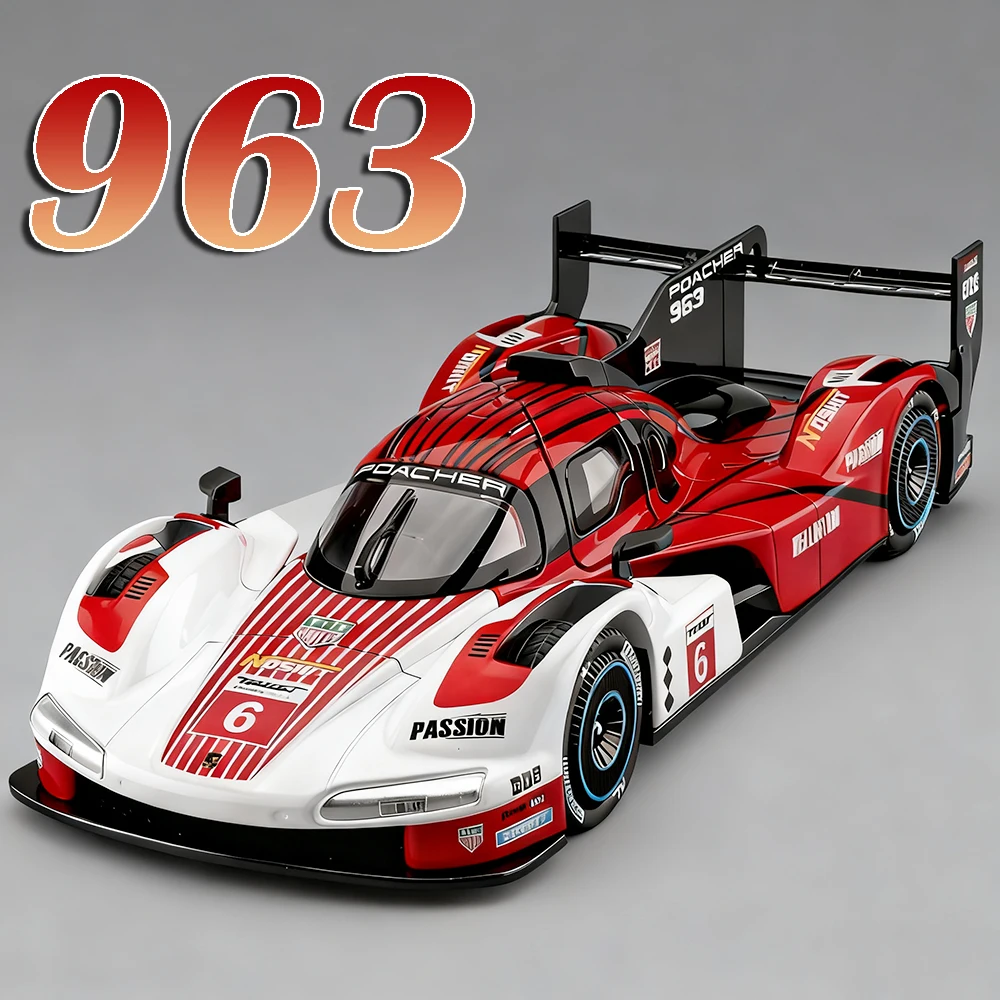 1:24 Scale 963 GT Sports Car Toy Models Alloy Diecast Shock Absorption Pull Back Front Wheel Steering Collection Model Supercars