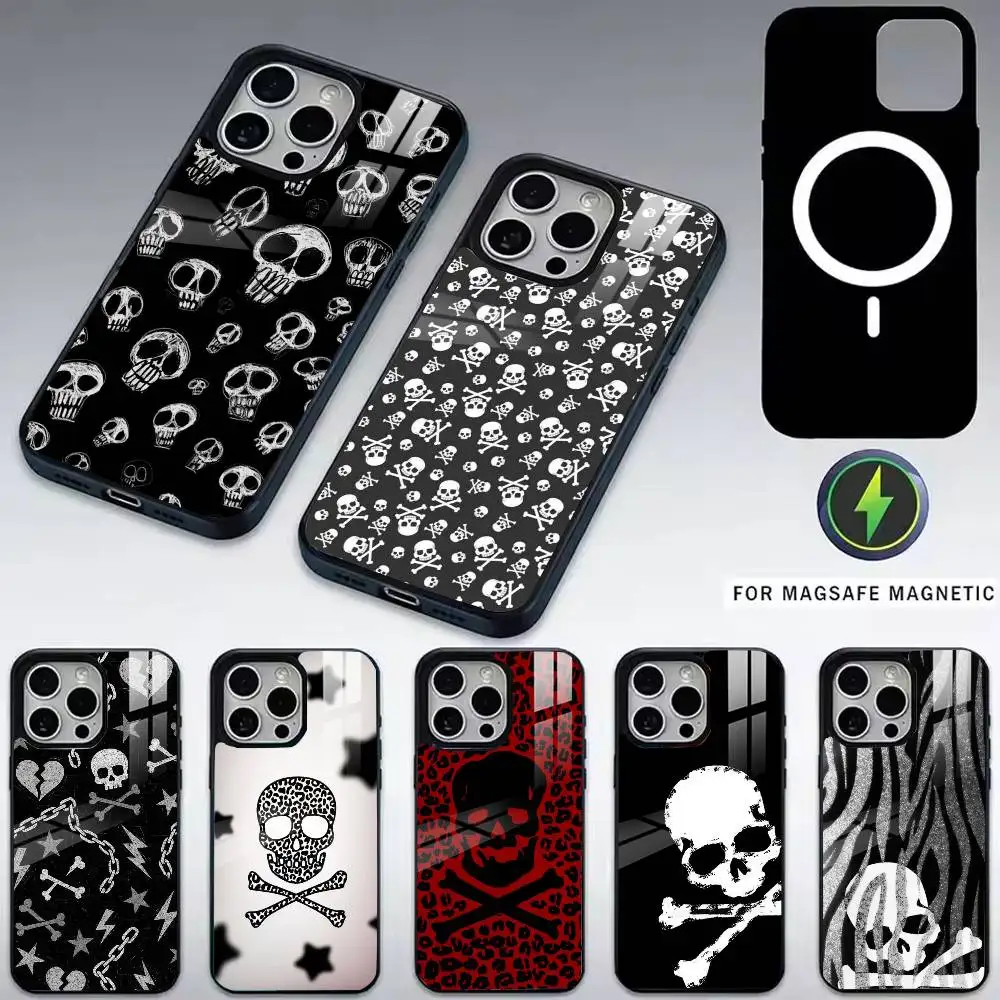 

Skeleton Skull-L Phone Case For iPhone17,16,15,14,13,12,11 Plus,Pro Magnetic with Magsafe Wireless Charging