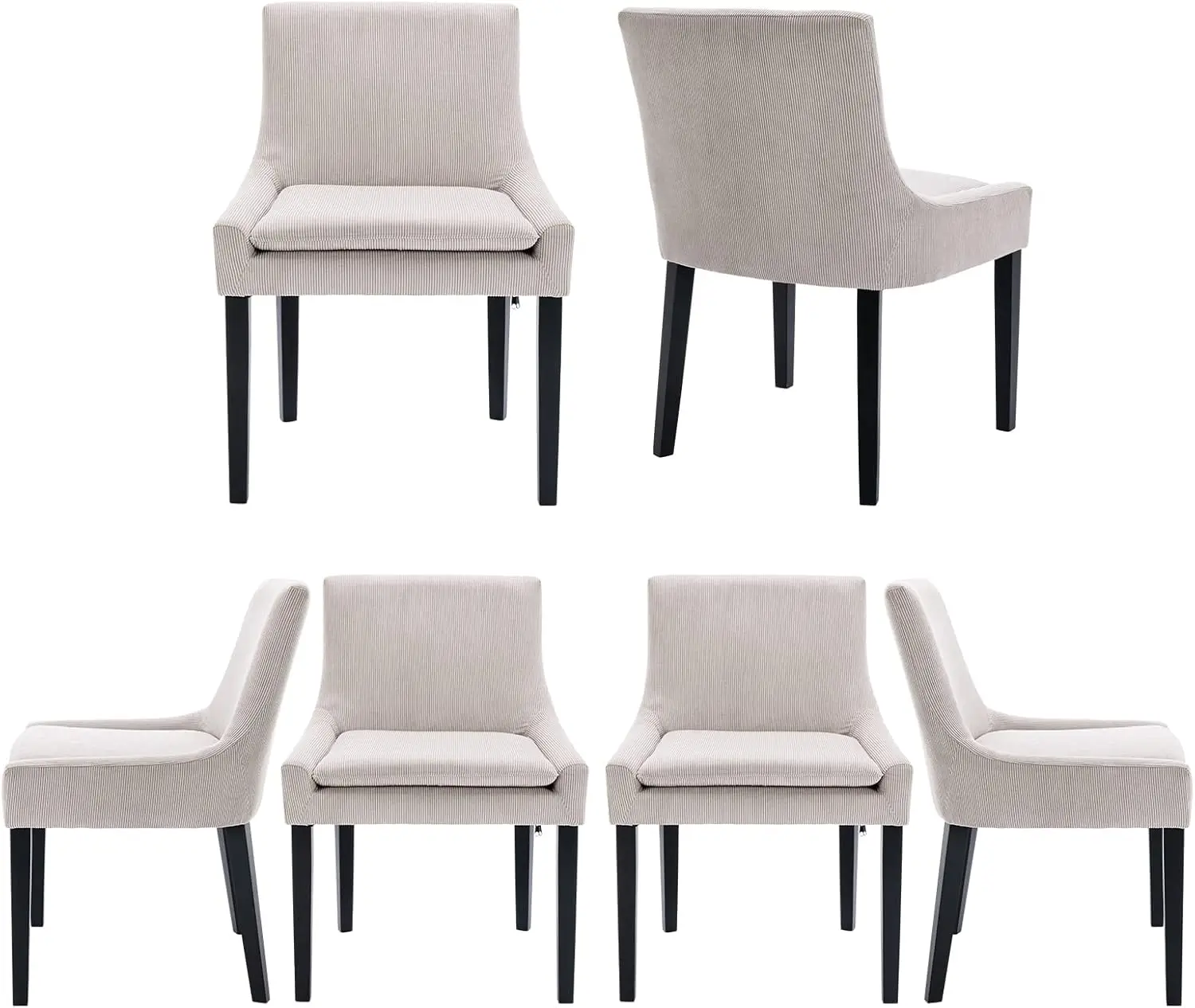 

Colamy Modern Dining Chairs Set Of 6, Upholstered Corduroy Accent Side Leisure Chairs With Mid Back And Wood Legs For Living