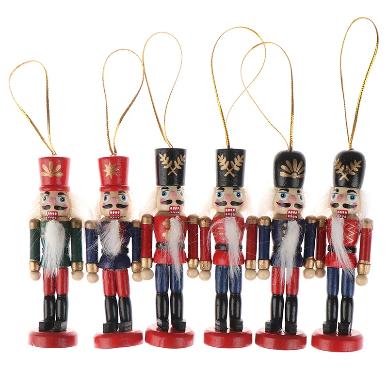New Year 10cm Wooden Nutcracker Doll Soldier Puppet Christmas Kids Gifts New Year Christmas Tree Pendant Ornaments Decoration