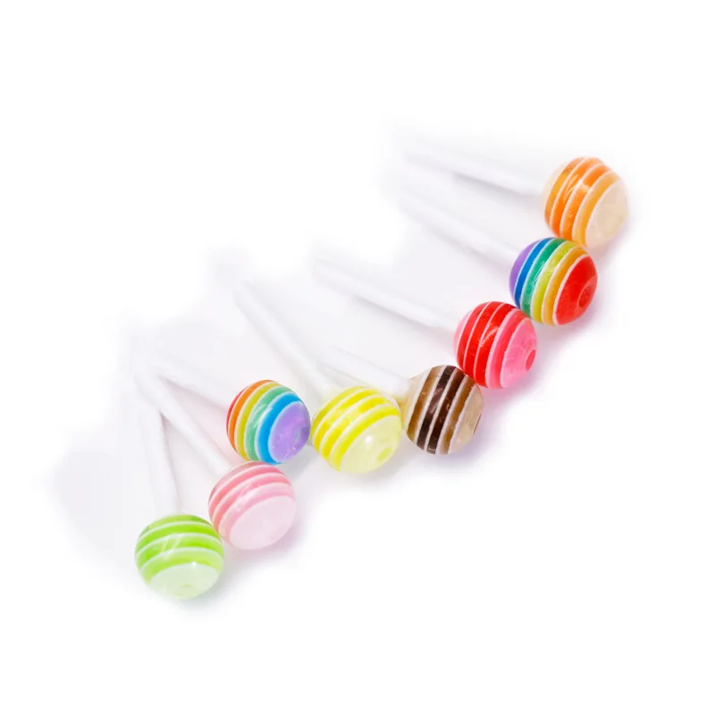 20PCS/Lot 6MM Mixed Color Canday Nail Art Lollipop Charms Kawaii Nails Decorations Accessories Beauty Manicure Supplies Tool