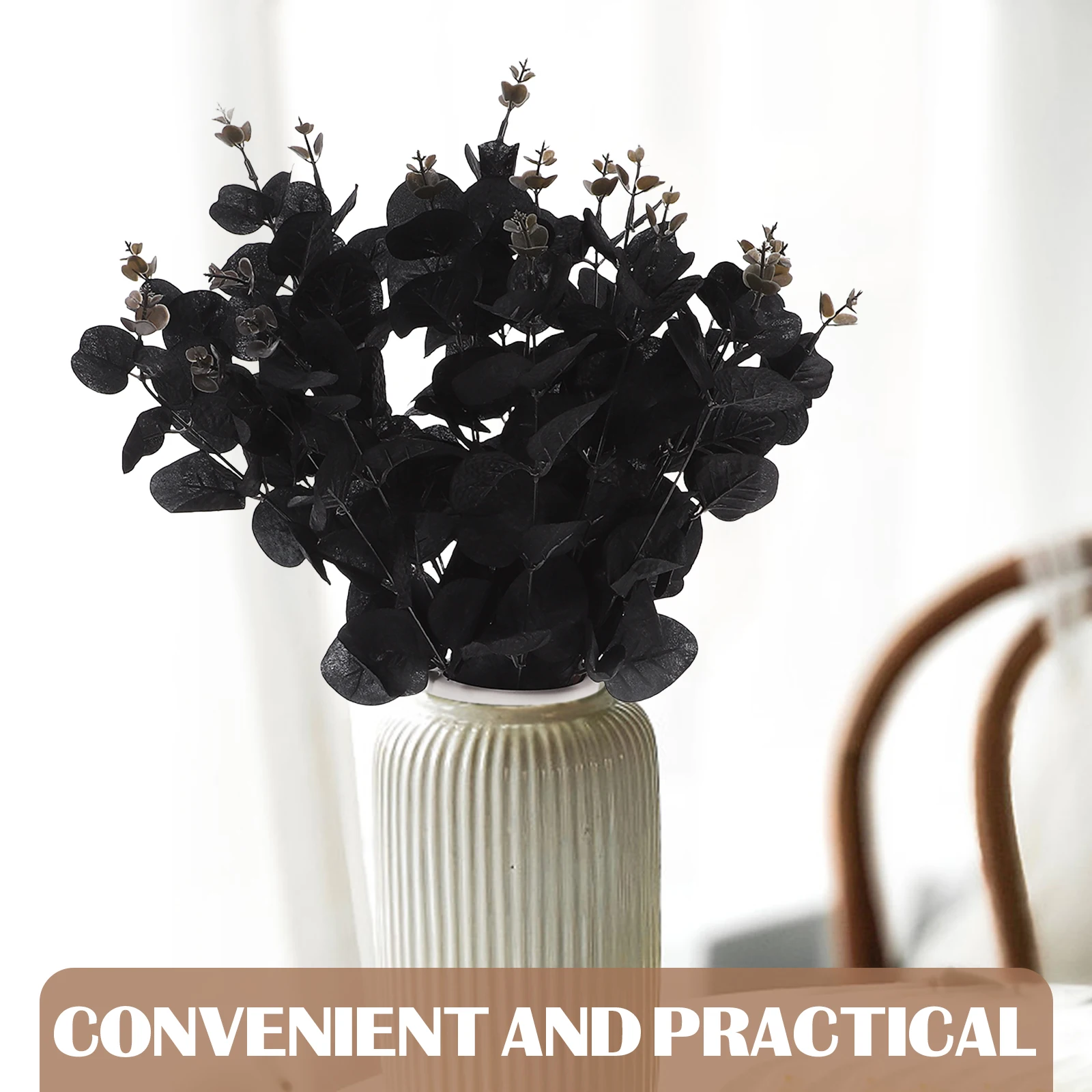 

6Pcs Realistic Artificial Eucalyptus Picks Black Greenery for Stylish Floral Arrangements