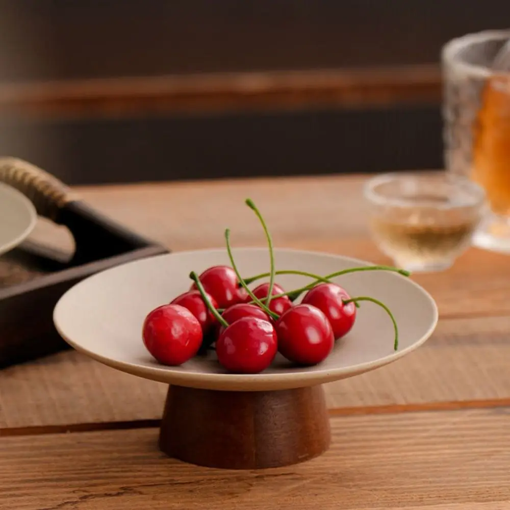 

Kitchen Organizer Ceramic Storage Tray Wooden Durable Dessert Tray Reusable Simple Fruit Plate Commercial