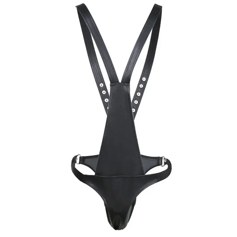 Night Club Sex Bondage Man Black PU Leather  Strap Harness Belt Lingerie Exotic Costumes - view 3