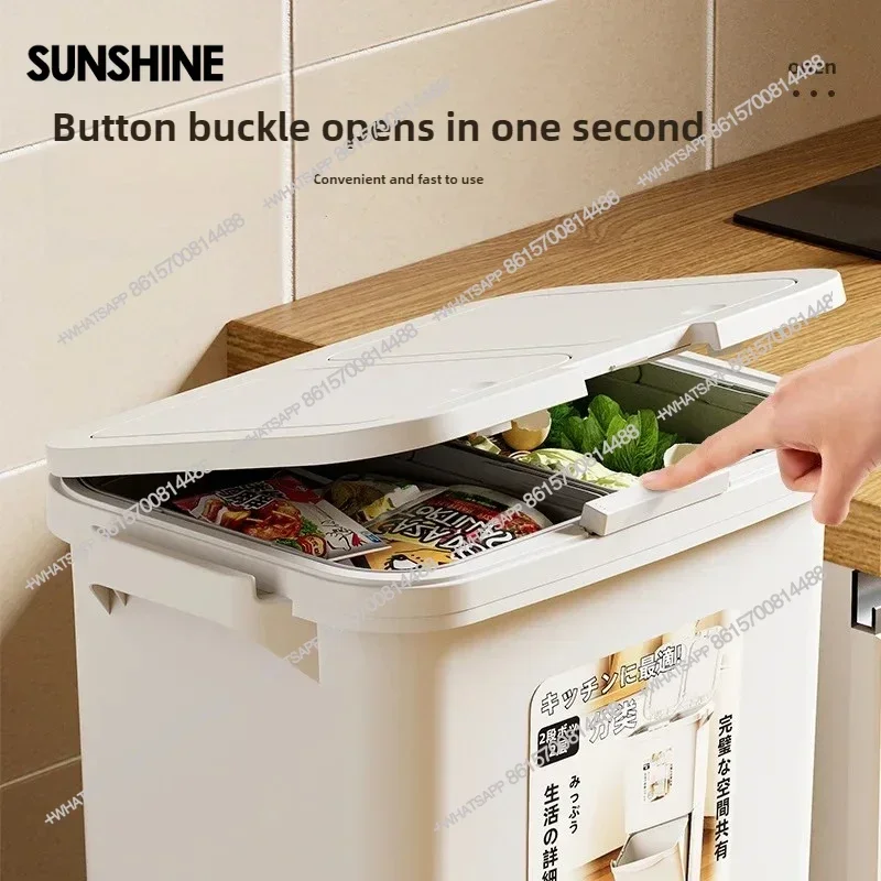 

Kitchen Trash Bin with Cover 2-Layer Dry Wet Classification Press-Type Large-Capacity Waste Bin Home Supplies GarbageQ