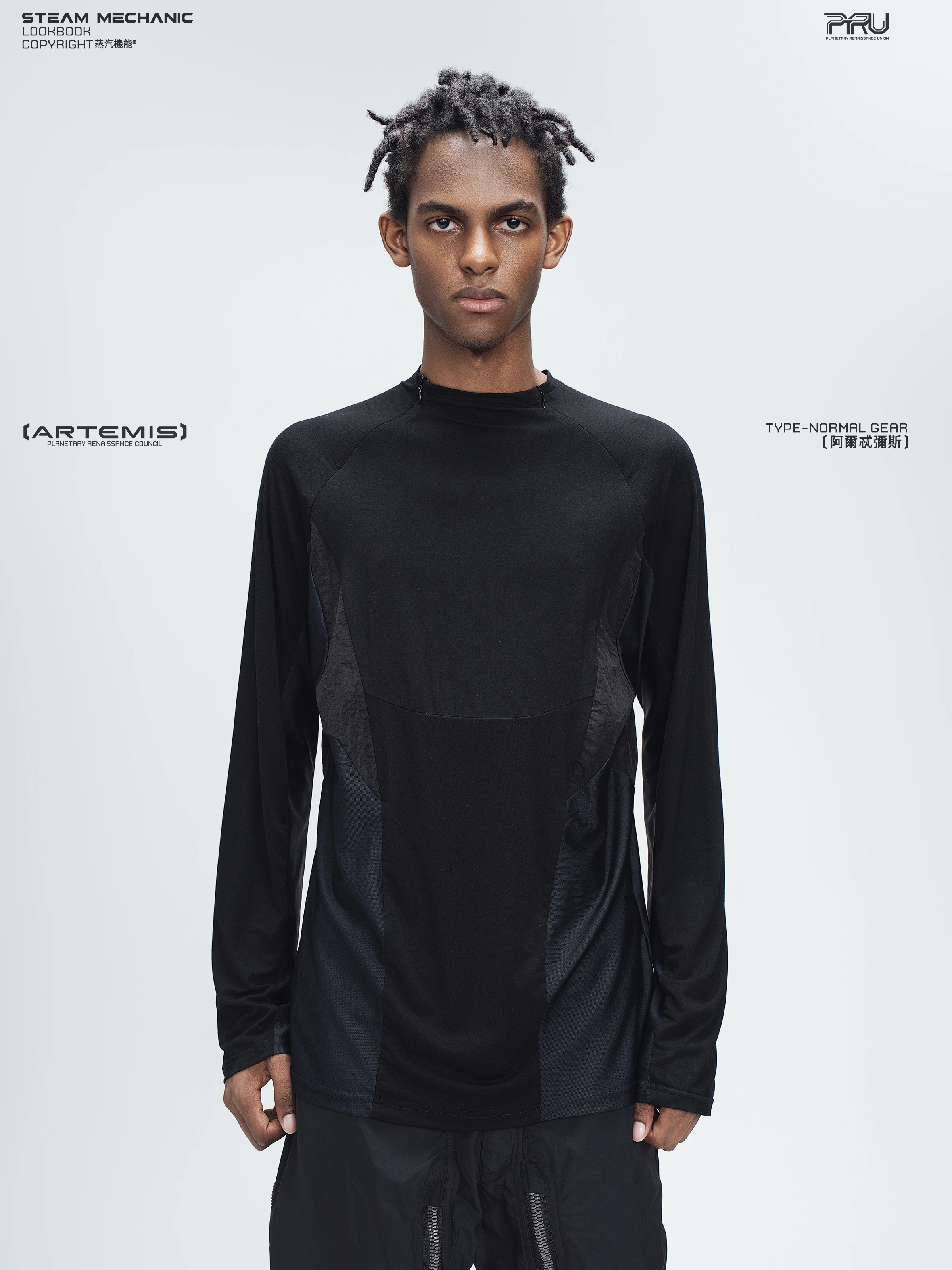 سترة علوية غير رسمية من STEAM 25AW Cyberpunk منظمة بأكمام طويلة وقابلة للتنفس وسريعة الجفاف للرجال