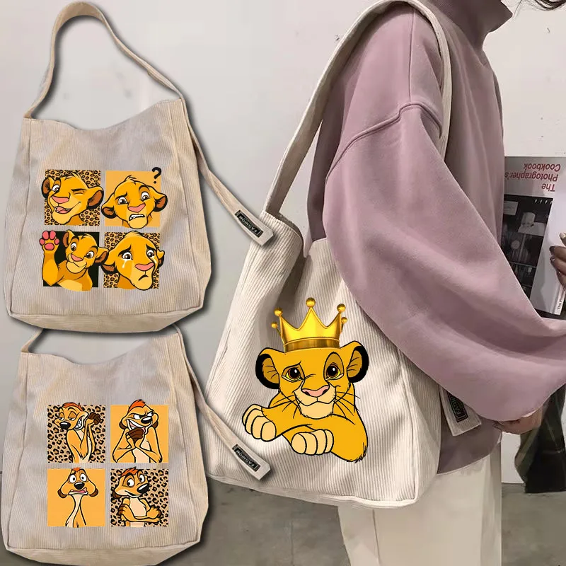 Disney The Lion King Canvas Tote Bag Female Shoulder Bag for Ladies Shopping Bag Students Foldable Handbag Women\'s Shoulder Bags