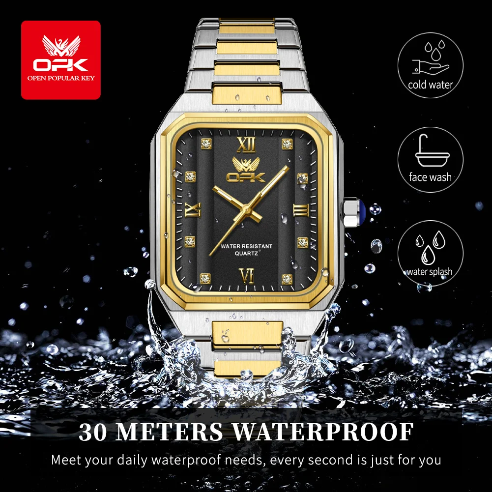 OPK 6043 Herenhorloge Originele Eenvoudige Mode Quartz Horloge Waterdicht Lichtgevende Horloges Voor Mannen Zirkoon Schaal Met Doos Reloj