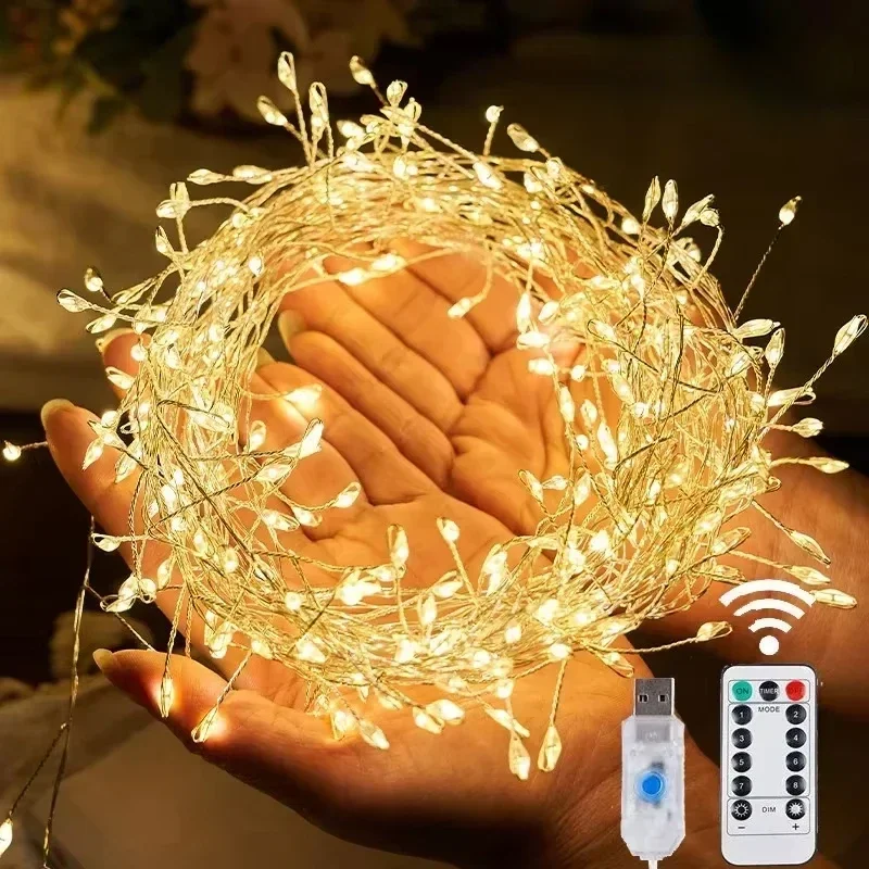 Kreative USB Powered LED Feuerwerkskörper Lichterketten 3M 6M Fernbedienung Fee Girlande Hochzeit Party Garten Weihnachten Dekoration