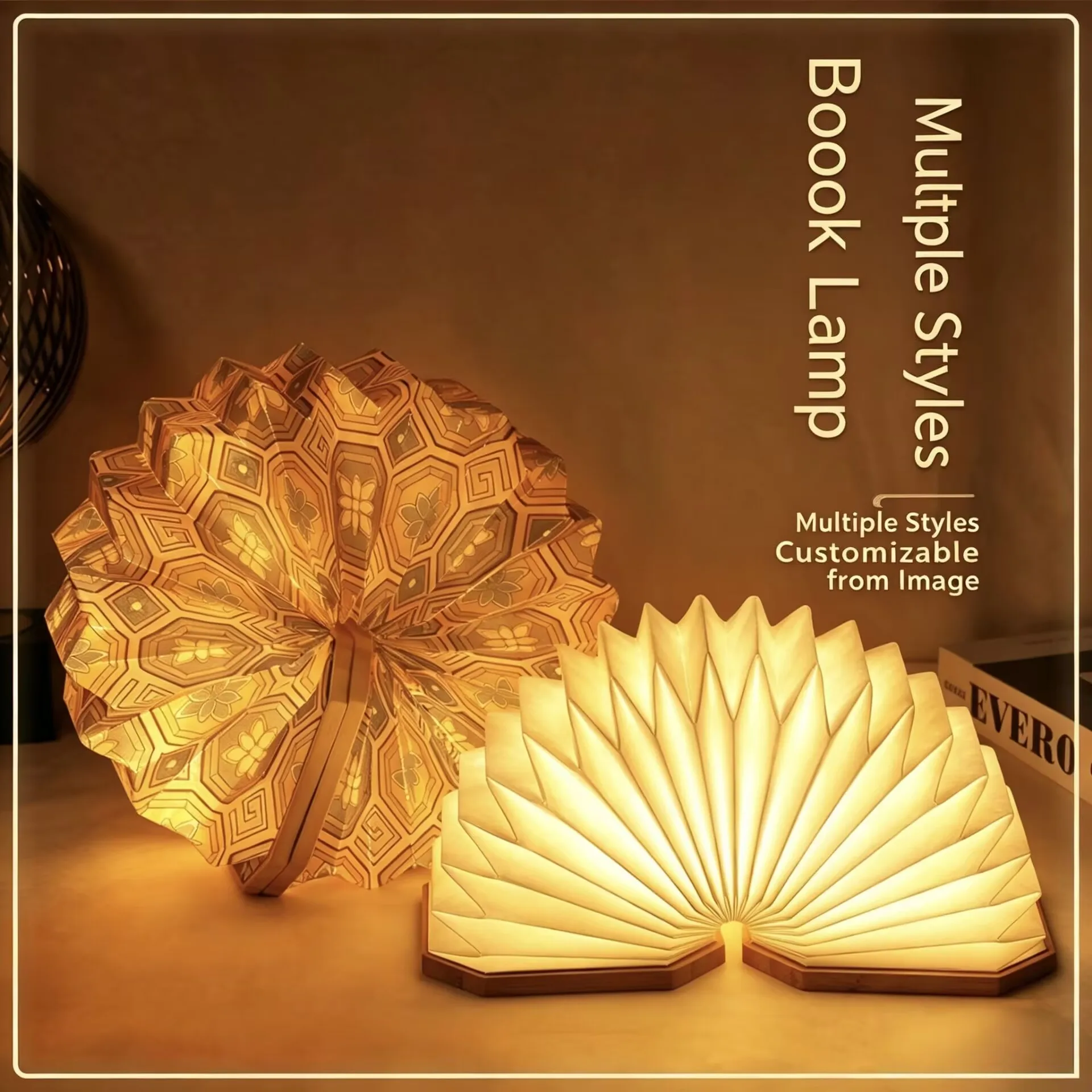 Book Light USB Charging Accordion Lamp Ambience Foldable Portable Lantern Table Lamp Creative Gift DIY Night Light