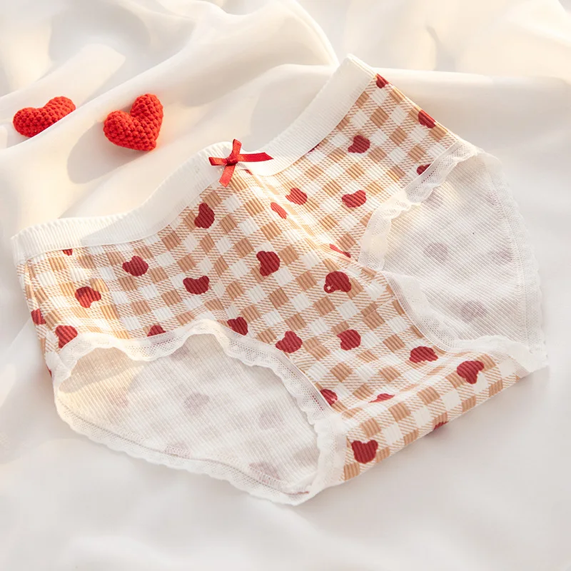 5Pcs/Set Cartoon Cute Cotton Women Panties Breathable Underwear Girls Briefs Mid Waist Soft Female Intimates Sexy Lingerie
