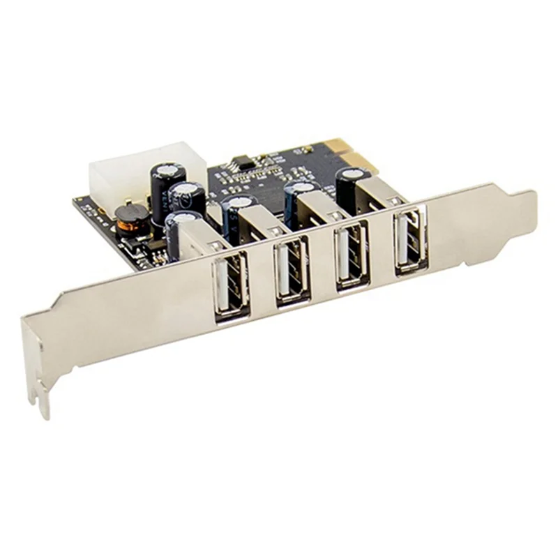 SuperDeals PCI-E to 4 Ports USB 2.0 Converter Card PCIE USB2.0 Adapter Card MCS9990 Chipset Allows Hot-Swapping USB Riser Card