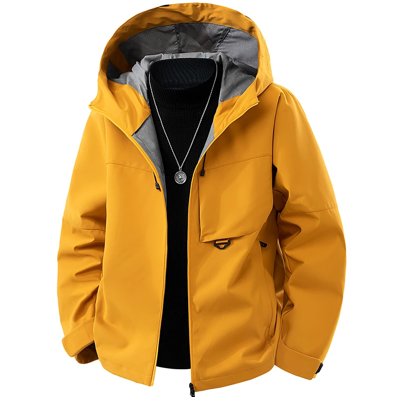 Spring All-match Hooded Men Jackets Outdoor Windproof Trekking Coats Solid Color Comfortable Casual Male Clothes Fashion Trend