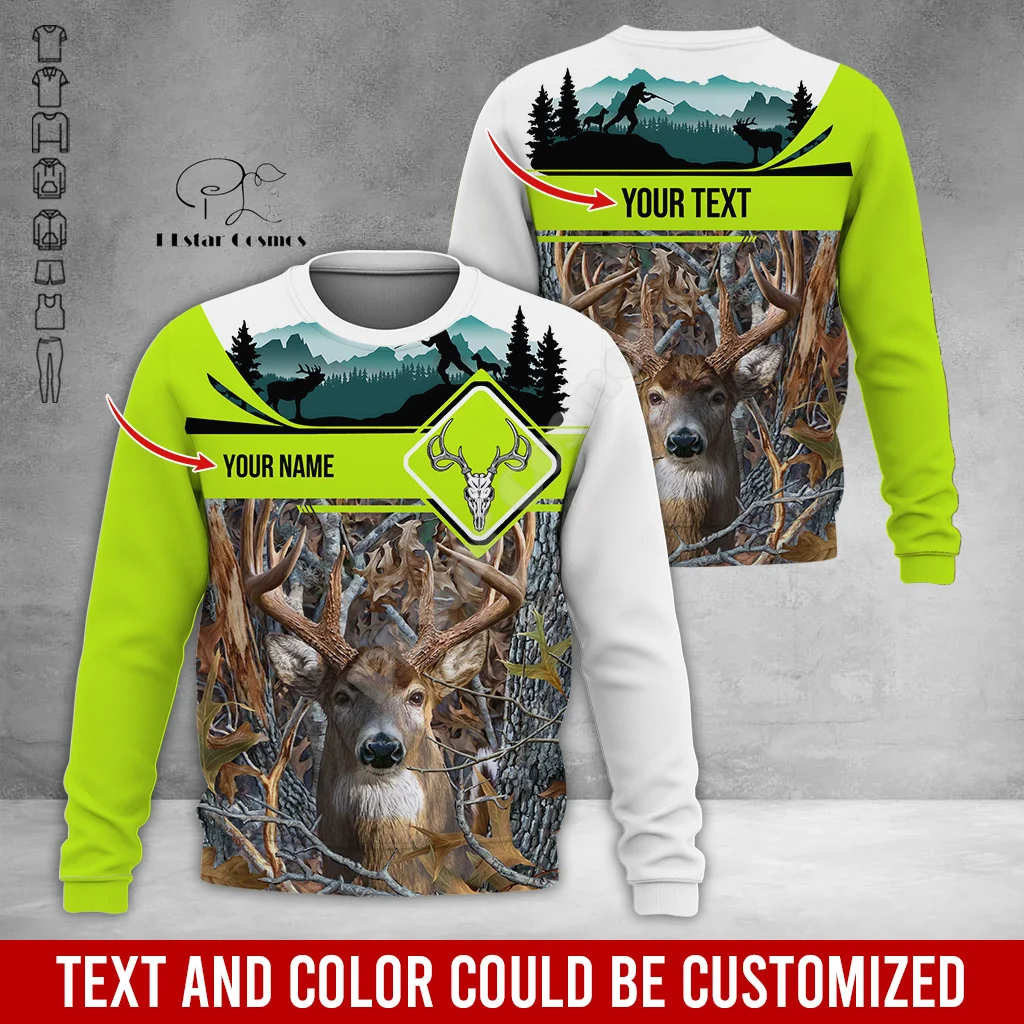 Custom Name Deer Hunting Camo Hunter Graffiti Tattoo Vintage Retro Streetwear 3DPrint Harajuku Pullover Casual Jacket Hoodies 19