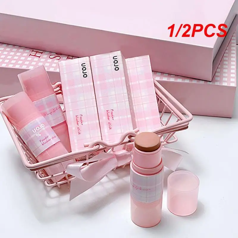 1/2PCS White Blush Stick Matte Texture Paste Waterproof Blush Stick Facial Makeup Monochrome Blush Waterproof And Sweat-proof