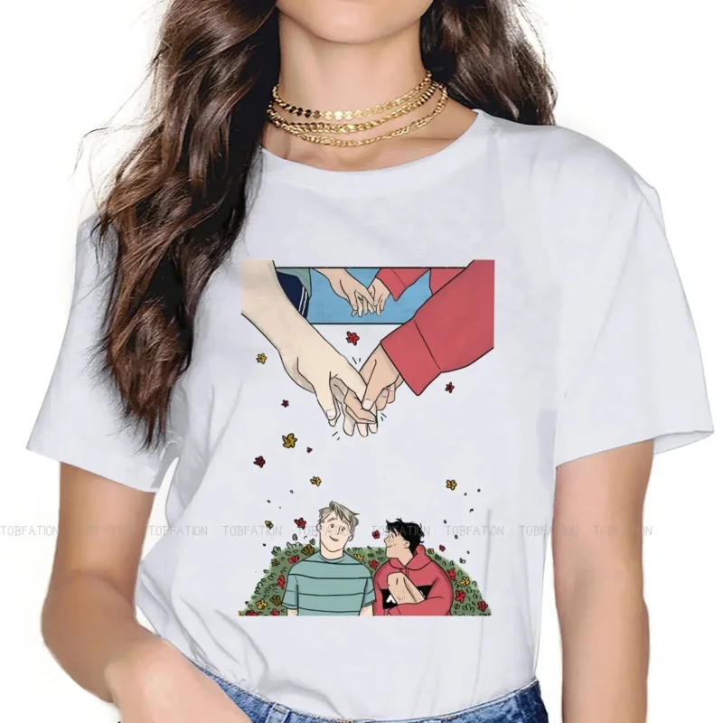 Hand in Hand Women Clothing Heartstopper Sweet TV Series Tshirts Vintage Alternative Loose Tops Tee Kawaii Girls Streetwear