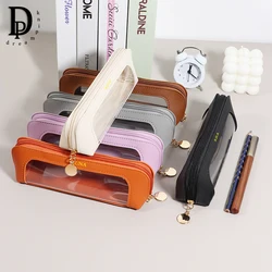 DIY Name Fashion Zip Pen Case Business Office PU Leather Pen Bag Student School Mlti function Storage Bag Travel Cosmetic Bags