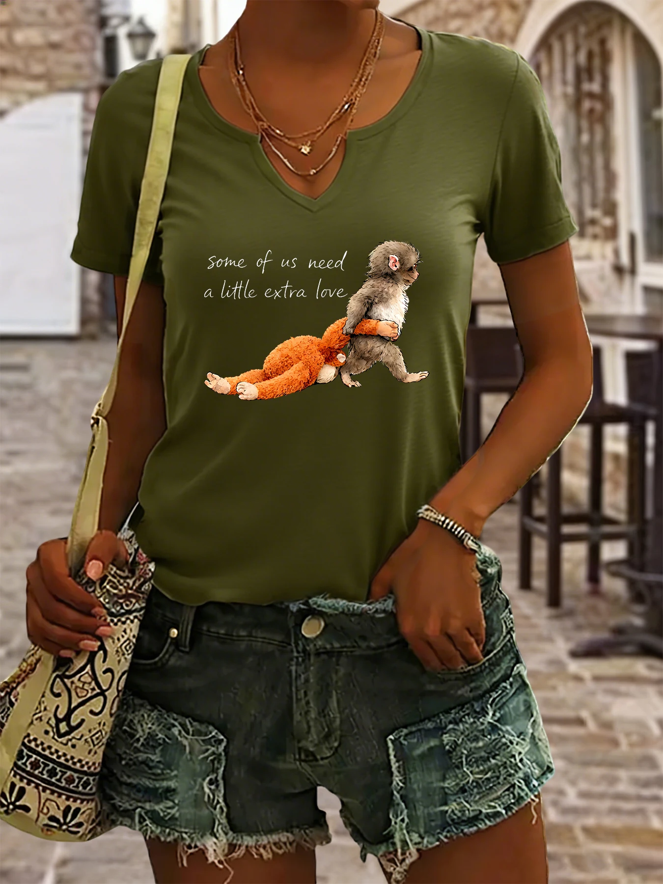 Women's Summer V-Neck Short Sleeve T-Shirt, 