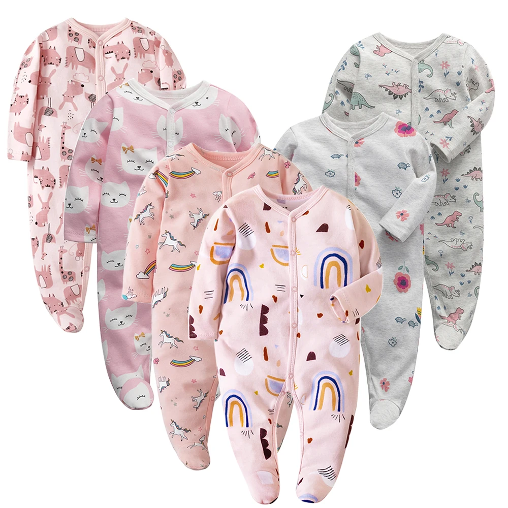 6pieces/lot Baby rompers Newborn Baby Girls Boys Clothes 100% Cotton Long Sleeves Baby Pajamas Cartoon Printed Baby's Sets