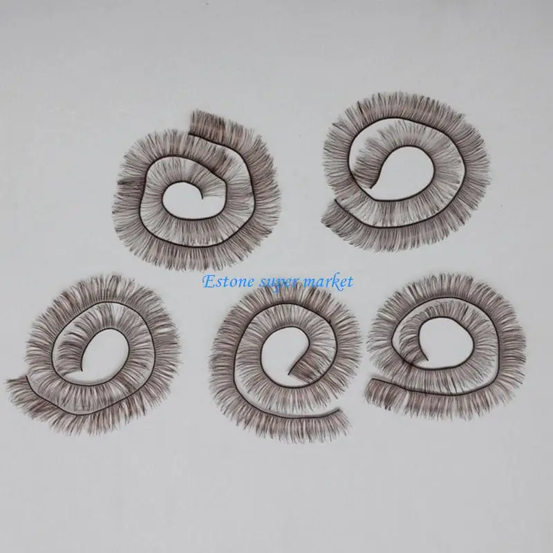 090B 5PCS Toy Doll Eyelashes Nylon Fibers Natural Curved Design Easy Adhesive Eyelash